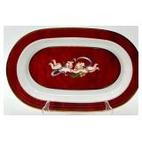 Set of 3 Vintage Porcelain Serving Pieces with Cherub and Crown Motifs