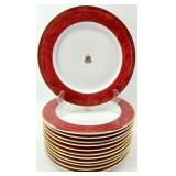 Porsgrund Norway 55-Piece Porcelain Dinnerware Set with Red and Gold Trim