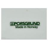 Porsgrund Norway 55-Piece Porcelain Dinnerware Set with Red and Gold Trim