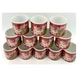 Porsgrund Norway 55-Piece Porcelain Dinnerware Set with Red and Gold Trim