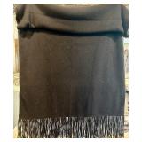 Neiman Marcus 100% Cashmere Black Fringe Scarf One Size