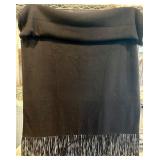 Neiman Marcus 100% Cashmere Black Fringe Scarf One Size