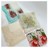 Collection of Vintage Floral and Lace Handkerchiefs