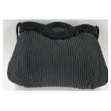 Vintage Black Beaded Evening Purse, Coin Purse, Wallet, and Embroidered Belt Set