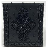 Vintage Black Beaded Evening Purse, Coin Purse, Wallet, and Embroidered Belt Set