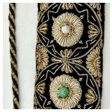 Vintage Black Beaded Evening Purse, Coin Purse, Wallet, and Embroidered Belt Set