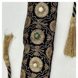 Vintage Black Beaded Evening Purse, Coin Purse, Wallet, and Embroidered Belt Set