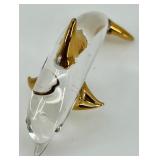 Set of 3 Miniature Artisan Glass Animal Figurines with Gold Accents