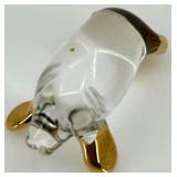 Set of 3 Miniature Artisan Glass Animal Figurines with Gold Accents