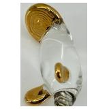 Set of 3 Miniature Artisan Glass Animal Figurines with Gold Accents