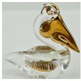 Set of 3 Miniature Artisan Glass Animal Figurines with Gold Accents