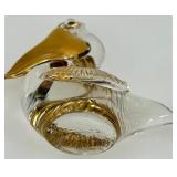 Set of 3 Miniature Artisan Glass Animal Figurines with Gold Accents