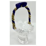 Waterford Crystal Basket with Purple and Gold Handle