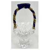 Waterford Crystal Basket with Purple and Gold Handle