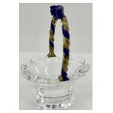 Waterford Crystal Basket with Purple and Gold Handle
