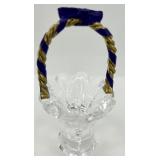 Waterford Crystal Basket with Purple and Gold Handle