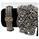 Sterling Silver & 18K Gemstone and Stella & Dot Crystal and Metal Bracelet Set