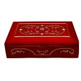 Princess Marcella Borghese Red Jewelry Music Box with Red Beaded Necklace