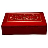 Princess Marcella Borghese Red Jewelry Music Box with Red Beaded Necklace