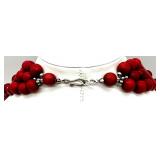 Princess Marcella Borghese Red Jewelry Music Box with Red Beaded Necklace