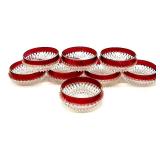 Lot of Clear and Ruby Red Pressed Glass Dessert Bowls, Square Compote and Stemmed Glasses