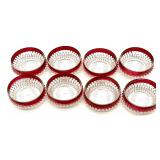 Lot of Clear and Ruby Red Pressed Glass Dessert Bowls, Square Compote and Stemmed Glasses