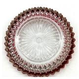 Lot of Clear and Ruby Red Pressed Glass Dessert Bowls, Square Compote and Stemmed Glasses
