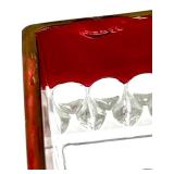 Lot of Clear and Ruby Red Pressed Glass Dessert Bowls, Square Compote and Stemmed Glasses