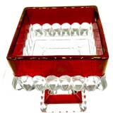 Lot of Clear and Ruby Red Pressed Glass Dessert Bowls, Square Compote and Stemmed Glasses