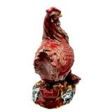 Ceramic Rooster Figurine with Chicks and Set of 4 