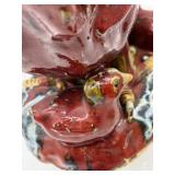 Ceramic Rooster Figurine with Chicks and Set of 4 