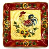 Ceramic Rooster Figurine with Chicks and Set of 4 