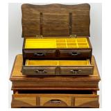 Set of 2 Vintage Wooden Jewelry Boxes with Velvet Lining