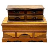 Set of 2 Vintage Wooden Jewelry Boxes with Velvet Lining