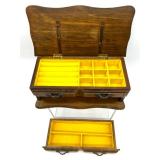 Set of 2 Vintage Wooden Jewelry Boxes with Velvet Lining