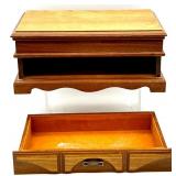 Set of 2 Vintage Wooden Jewelry Boxes with Velvet Lining