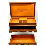 Set of 2 Vintage Wooden Jewelry Boxes with Velvet Lining