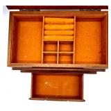 Set of 2 Vintage Wooden Jewelry Boxes with Velvet Lining