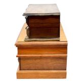 Set of 2 Vintage Wooden Jewelry Boxes with Velvet Lining