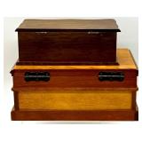 Set of 2 Vintage Wooden Jewelry Boxes with Velvet Lining