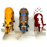 Set of 3 CowParade Collectible Figurines: NYC Taxi, Sunflowers, Udder Romance