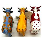 Set of 3 CowParade Collectible Figurines: NYC Taxi, Sunflowers, Udder Romance