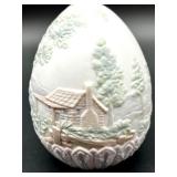 Lladro 1995 Porcelain Egg with Horses and Cottage Relief