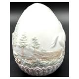 Lladro 1995 Porcelain Egg with Horses and Cottage Relief