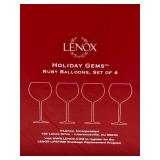 Lenox Holiday Gems Ruby Balloons Set of 4 Wine Glasses in Box #1