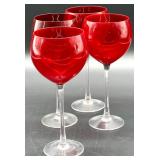 Lenox Holiday Gems Ruby Balloons Set of 4 Wine Glasses in Box #1