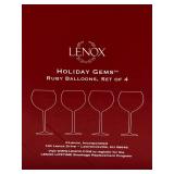 Lenox Holiday Gems Ruby Balloons Set of 4 Wine Glasses #2