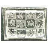 NIB Marquel Silverplate Cosmetic Brush Collection with Velvet Roll Bag and 2 Glass Storage Boxes