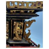 Antique Asian-Style Ornate Lacquered Wooden Tabletop Incense Burner