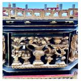 Antique Asian-Style Ornate Lacquered Wooden Tabletop Incense Burner